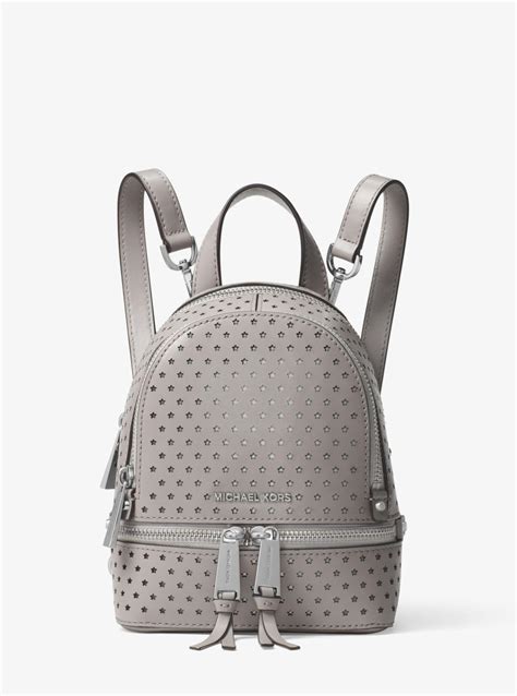 michael kors rhea zip small backpack pearl gray photo|rhea mini studded leather backpack.